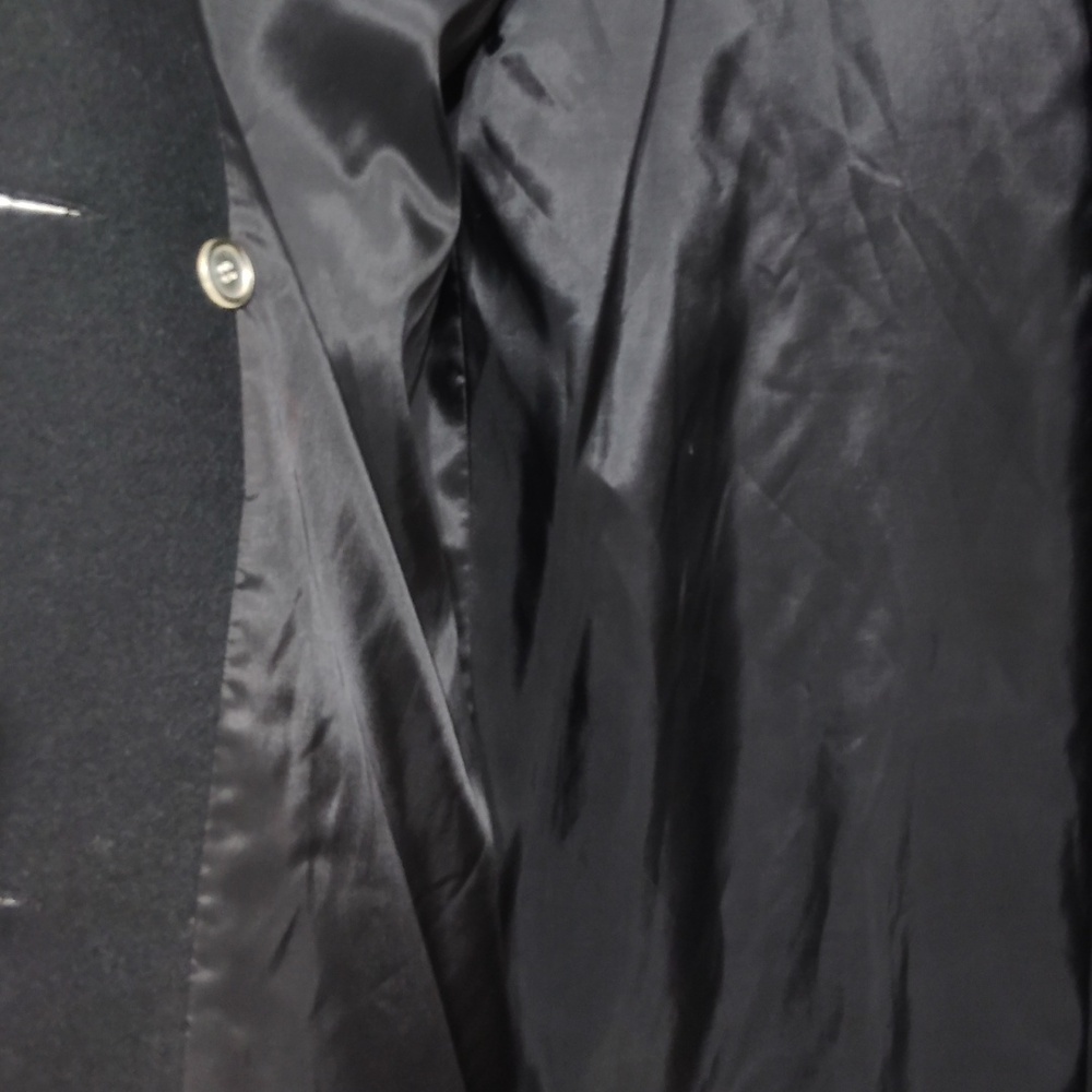 80's Full Length Vintage Black Wool Coat With Suede Patterned Design ✨🫰🏾 - Picture 7 of 9